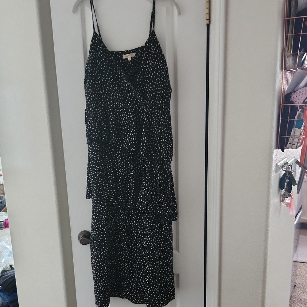 Mystree Black And Cream Spaghetti Strap Midi Dress, Size Large